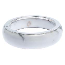 Pre Owned Montblanc Les Aimants by Charlotte Casiraghi White Resin Sterling Silver Bangle Bracelet Size 64