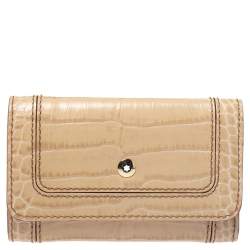 Pre Owned Montblanc Beige Croc Embossed Leather Key Holder