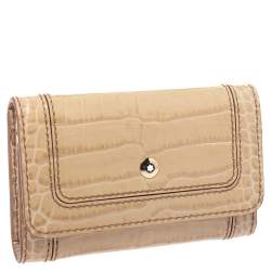 Pre Owned Montblanc Beige Croc Embossed Leather Key Holder