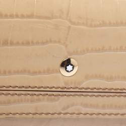 Pre Owned Montblanc Beige Croc Embossed Leather Key Holder