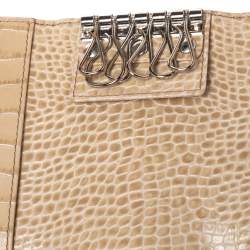 Pre Owned Montblanc Beige Croc Embossed Leather Key Holder
