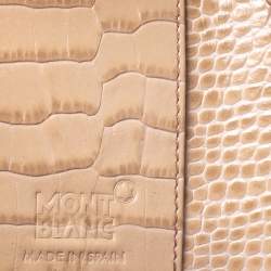 Pre Owned Montblanc Beige Croc Embossed Leather Key Holder