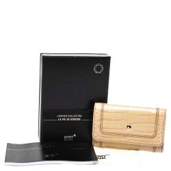 Pre Owned Montblanc Beige Croc Embossed Leather Key Holder
