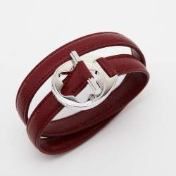 Pre Owned Mont Blanc Hold Me Tight Leather Sterling Silver Bracelet