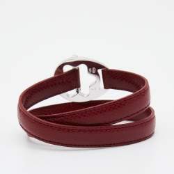 Pre Owned Mont Blanc Hold Me Tight Leather Sterling Silver Bracelet