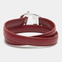 Pre Owned Mont Blanc Hold Me Tight Leather Sterling Silver Bracelet