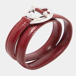 Pre Owned Mont Blanc Hold Me Tight Leather Sterling Silver Bracelet