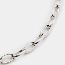 Pre Owned Montblanc Lock Key Mother of Pearl Sterling Silver Chain Link Bracelet