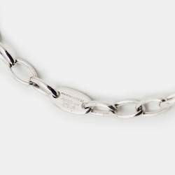 Pre Owned Montblanc Lock Key Mother of Pearl Sterling Silver Chain Link Bracelet