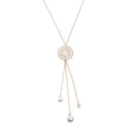 Montblanc Signet Mother of Pearl Diamond 18k Rose Gold Tassel Pendant Necklace