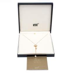 Montblanc Signet Mother of Pearl Diamond 18k Rose Gold Tassel Pendant Necklace