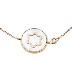 Pre Owned Montblanc Signet Mother of Pearl Diamond 18K Rose Gold Bracelet
