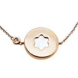 Pre Owned Montblanc Signet Mother of Pearl Diamond 18K Rose Gold Bracelet