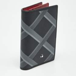 Pre Owned Montblanc Black/Grey Printed Leather Business Card Holder