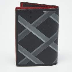 Pre Owned Montblanc Black/Grey Printed Leather Business Card Holder