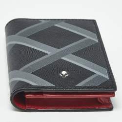 Pre Owned Montblanc Black/Grey Printed Leather Business Card Holder