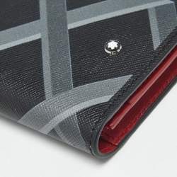 Pre Owned Montblanc Black/Grey Printed Leather Business Card Holder