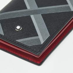 Pre Owned Montblanc Black/Grey Printed Leather Business Card Holder