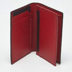 Pre Owned Montblanc Black/Grey Printed Leather Business Card Holder