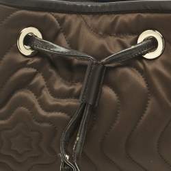 Pre Owned Montblanc Olive Green/Dark Brown Nylon Small Starisma Dalila Drawstring Bag