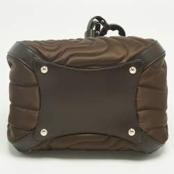 Pre Owned Montblanc Olive Green/Dark Brown Nylon Small Starisma Dalila Drawstring Bag