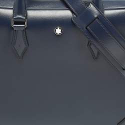 مملوكة مسبقًا Montblanc Meisterstuck Medium Navy Blue Leather Briefcase
