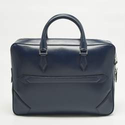 مملوكة مسبقًا Montblanc Meisterstuck Medium Navy Blue Leather Briefcase