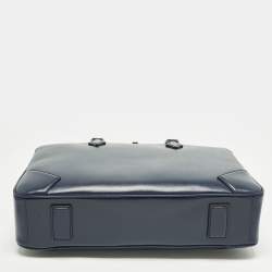 مملوكة مسبقًا Montblanc Meisterstuck Medium Navy Blue Leather Briefcase