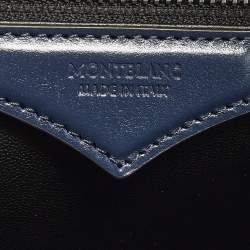 مملوكة مسبقًا Montblanc Meisterstuck Medium Navy Blue Leather Briefcase