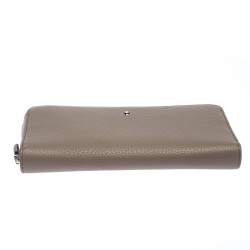 Montblanc Beige Leather Meisterstuck 8cc Zip Around Wallet