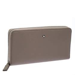 Montblanc Beige Leather Meisterstuck 8cc Zip Around Wallet