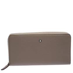 Montblanc Beige Leather Meisterstuck 8cc Zip Around Wallet