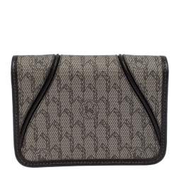 Montblanc Brown/Beige Signature Coated Canvas Flap Card Holder