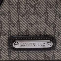 Montblanc Brown/Beige Signature Coated Canvas Flap Card Holder