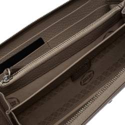 Pre Owned Montblanc Beige Leather Meisterstuck Zip Around Wallet