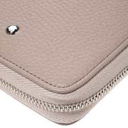 Pre Owned Montblanc Beige Leather Zip Around Wallet