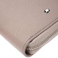 Pre Owned Montblanc Beige Leather Zip Around Wallet
