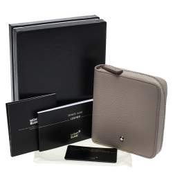 Pre Owned Montblanc Beige Leather Zip Around Wallet