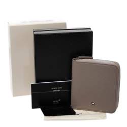 Montblanc Beige Leather Meisterstuck 4CC Zip Around Wallet