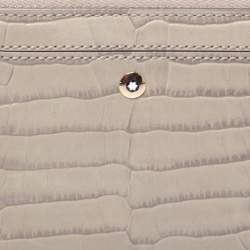Montblanc Beige Croc Embossed Leather Zip Around Coin Purse