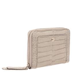 Montblanc Beige Croc Embossed Leather Zip Around Coin Purse