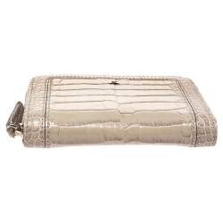Montblanc Beige Croc Embossed Leather Zip Around Coin Purse
