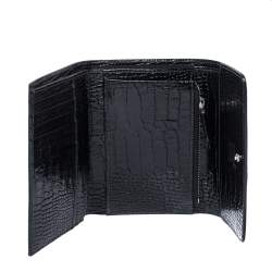 Pre Owned Montblanc Black Croc Embossed Leather Trifold Wallet