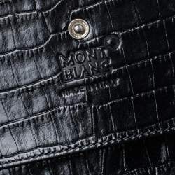 Pre Owned Montblanc Black Croc Embossed Leather Trifold Wallet
