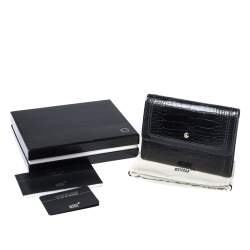 Pre Owned Montblanc Black Croc Embossed Leather Trifold Wallet