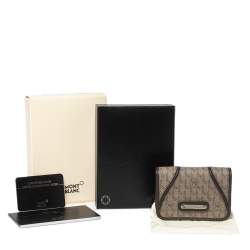 Pre Owned Montblanc Brown Signature Coated Canvas Business Card Holder