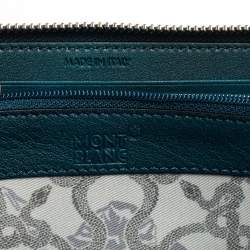 Montblanc Ombre Teal Blue Leather Meisterstuck Zip Around Wallet