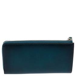 Montblanc Ombre Teal Blue Leather Meisterstuck Zip Around Wallet