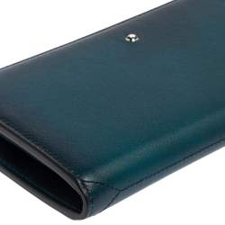 Montblanc Ombre Teal Blue Leather Meisterstuck Zip Around Wallet