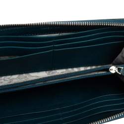Montblanc Ombre Teal Blue Leather Meisterstuck Zip Around Wallet